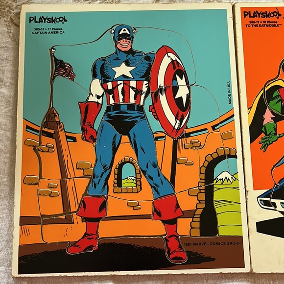 Playskool Vintage Batman Robin Puzzle and captain America wood puzzles - Picture 3 of 3